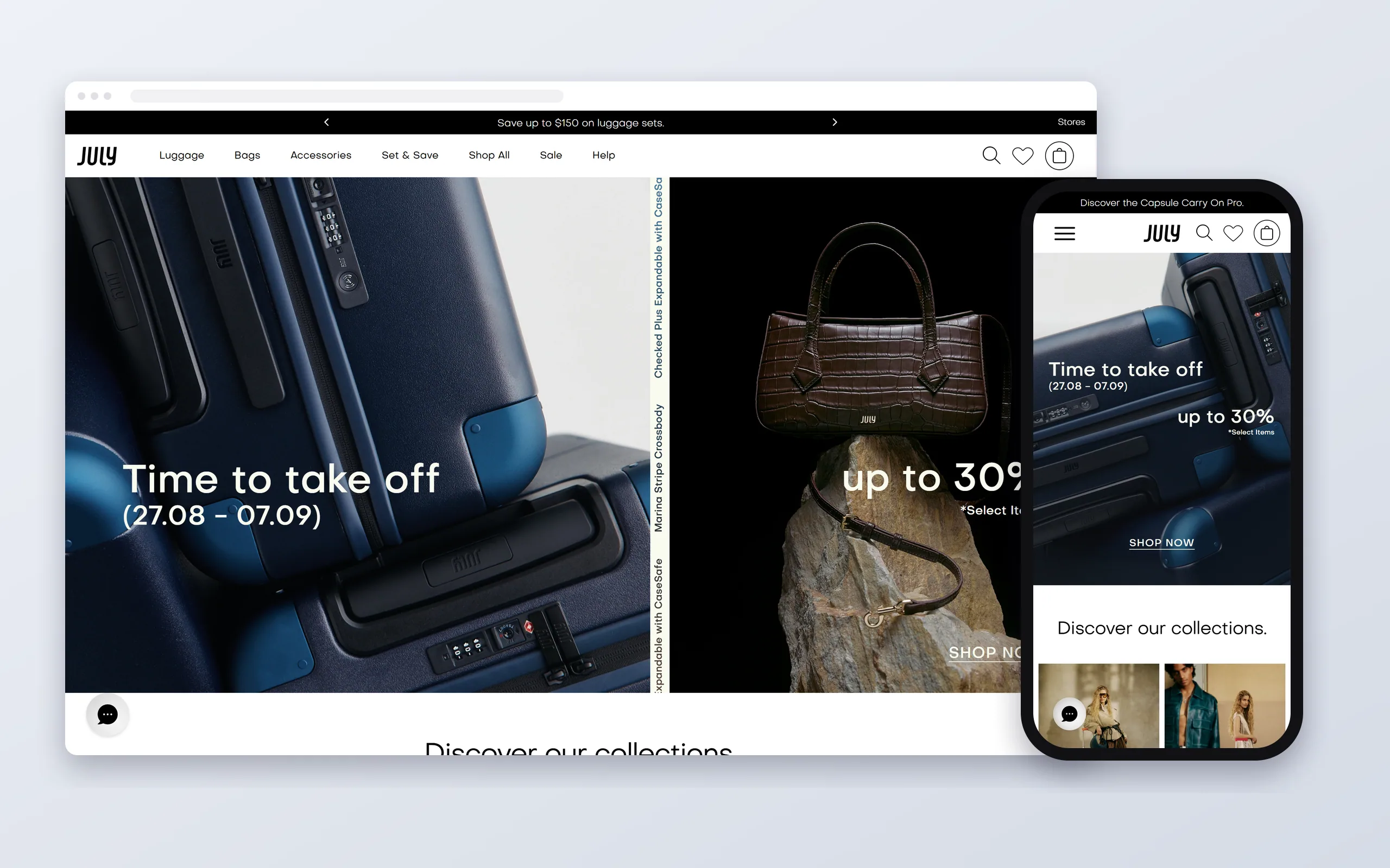 july.com on desktop and mobile